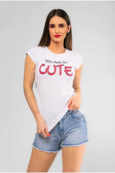 Cute nyomatos fehér póló