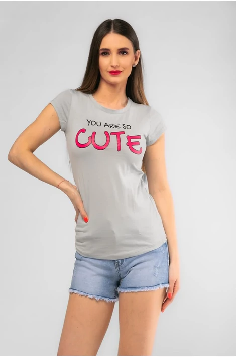Cute nyomatos szürke póló