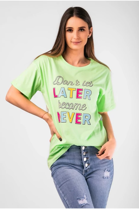 Zöld,nyomott mintás bő felső