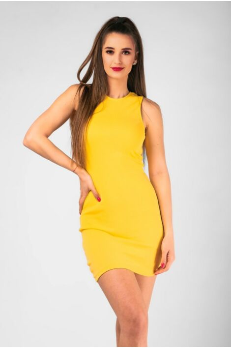 Ujjatlan basic  sárga mini ruha