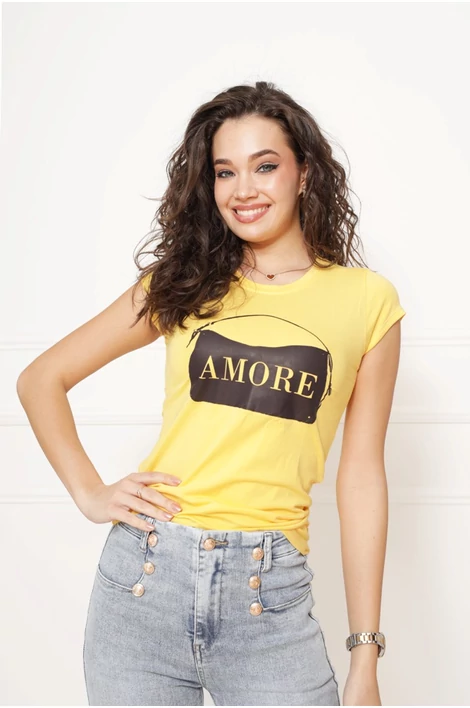 Nyomott mintás sárga felső