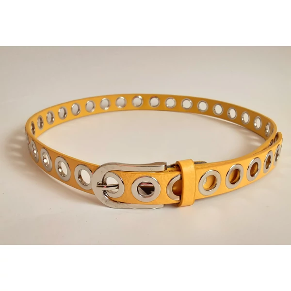 Mustársárga fémkarikás öv