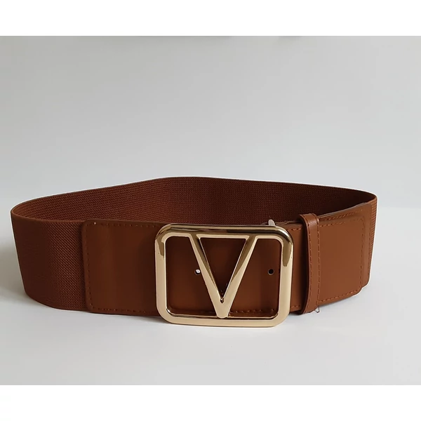 Barna gumis öv,arany színű csattal