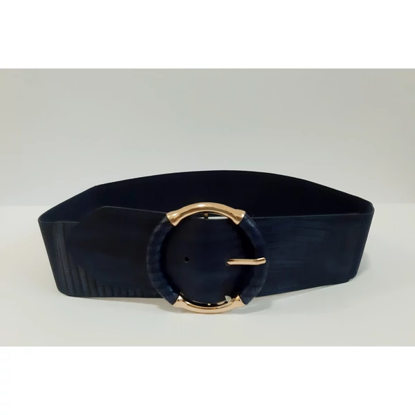 Sötétkék gumis öv,arany színű csattal