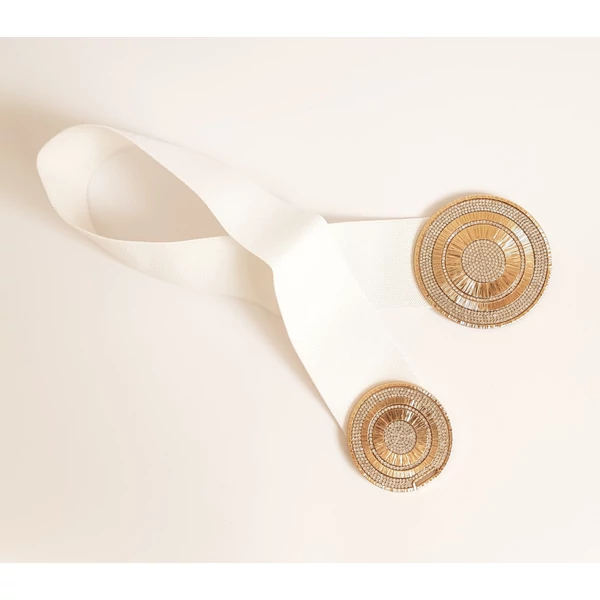 Fehér gumis öv,arany-ezüst színű csattal