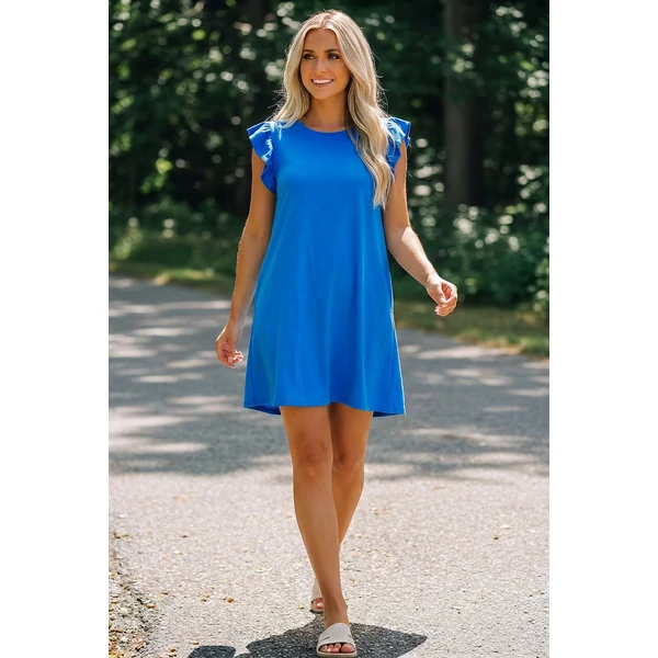 Léna fodros  ujjú királykék  ruha