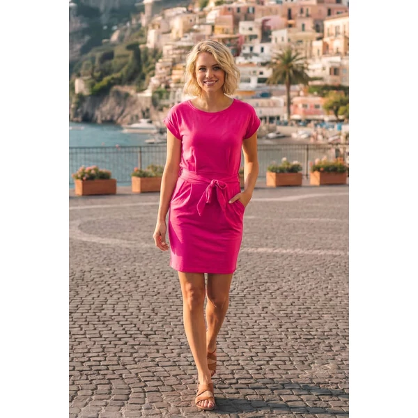 Ramona zsebes pink színű ruha