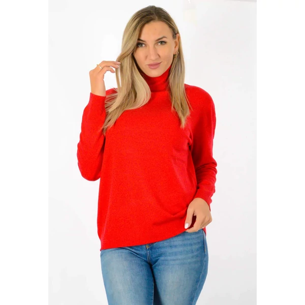 Garbósnyakú vékony kötött piros felső