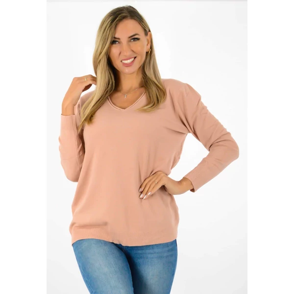 V nyakas vékony kötött  púder felső