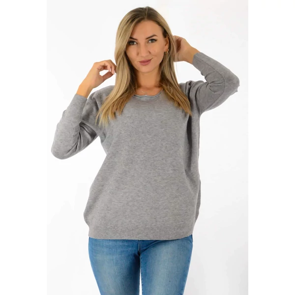 Kereknyakú vékony kötött  szürke felső