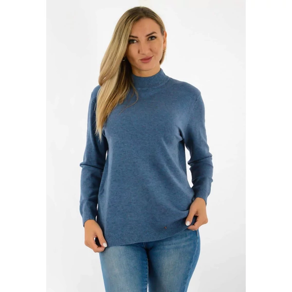 Vékonykötött félgarbós farmerkék felső