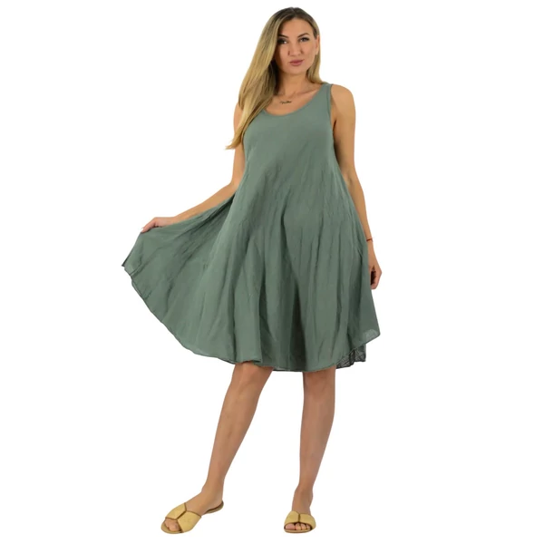 Lenge khakizöld géz ruha