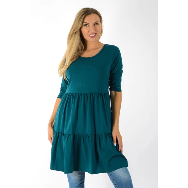 Melani A vonalas petrolkék ruha