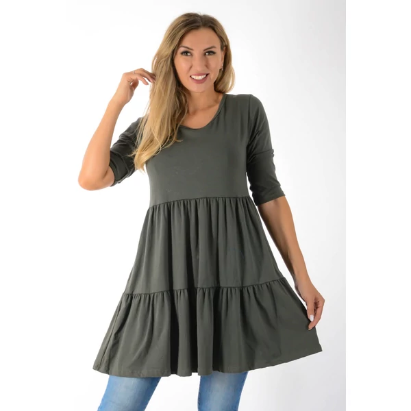 Melani A vonalas khakizöld ruha