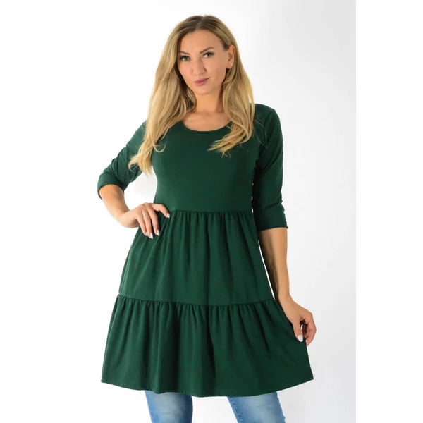 Melani A vonalas sötétzöld ruha