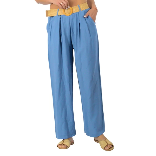 Lenge anyagú bő szabású  farmerkék nadrág 