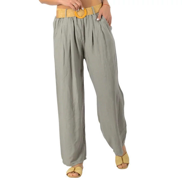 Lenge anyagú bő szabású homok színű nadrág 