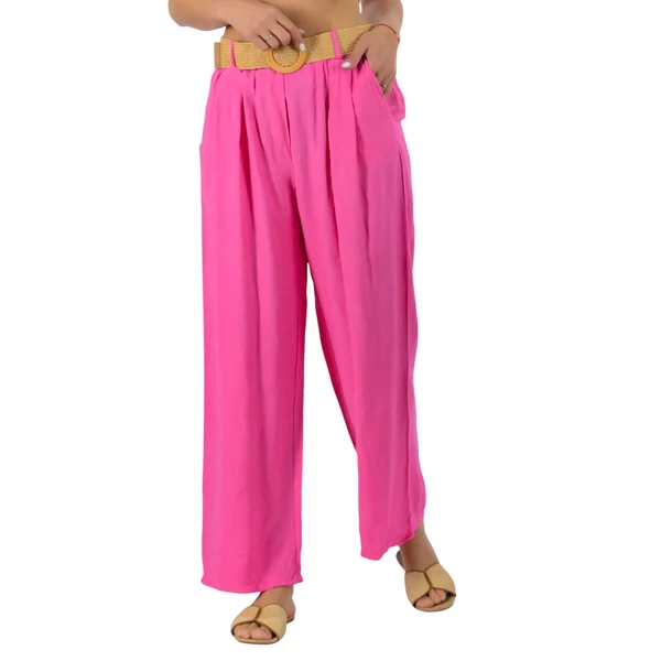 Lenge anyagú bő szabású  pink nadrág 