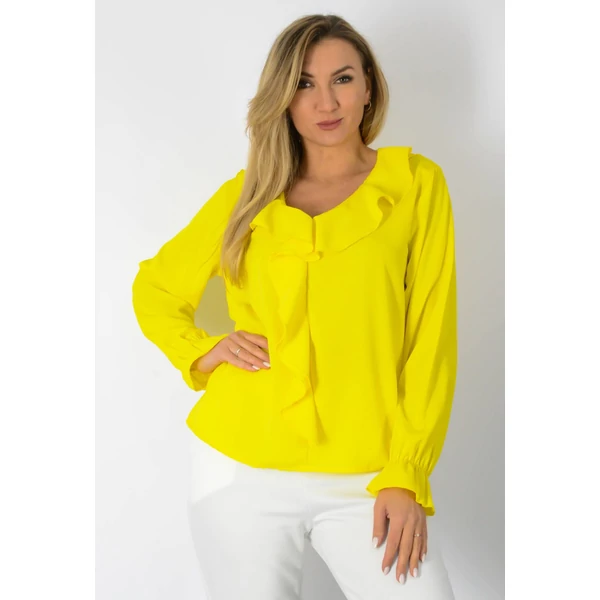 Viktória, fodros galléros sárga felső