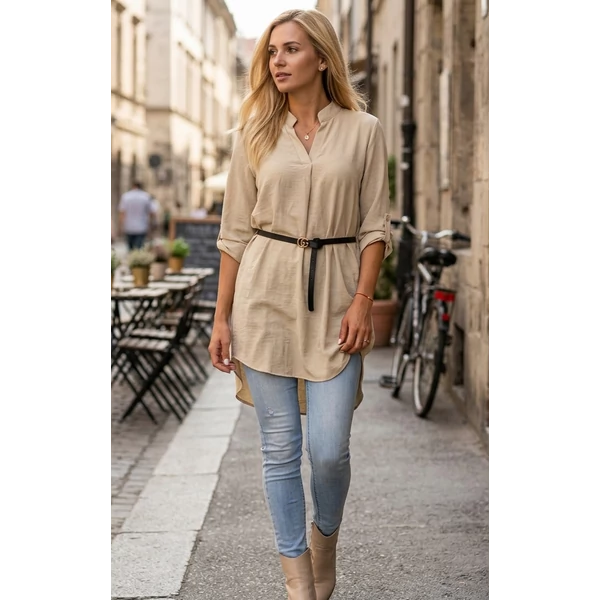 Claudia drapp muszlin ing ruha/tunika