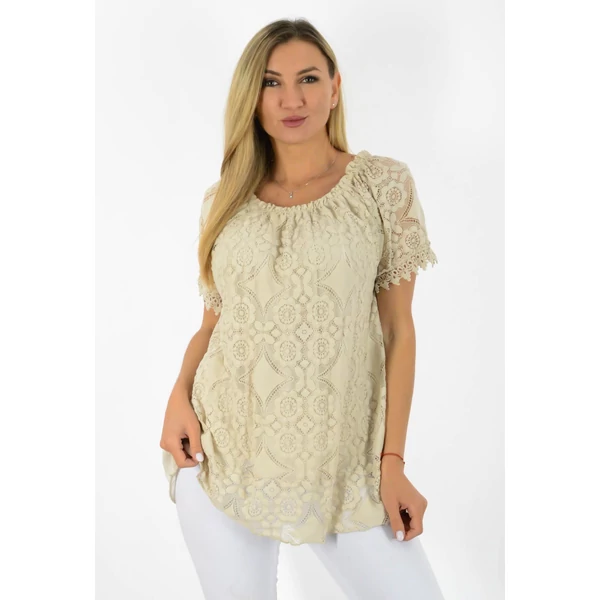 Vállra húzható bézs felső/tunika