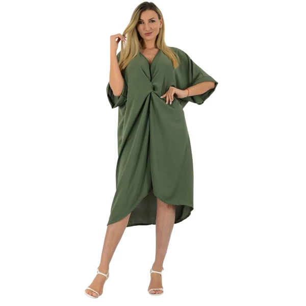 Khakizöld oversize muszlin  ruha/tunika