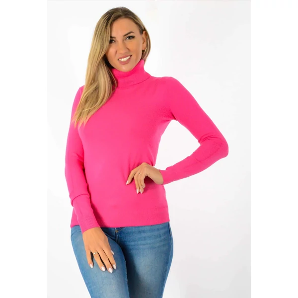 Garbósnyakú pink kötött felső