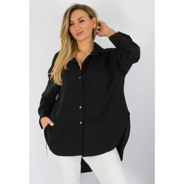 Melissa, kerekített aljú fekete ingfelső