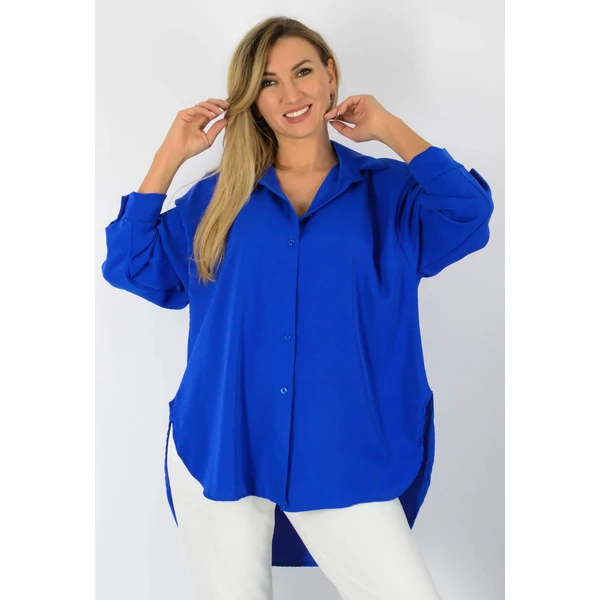 Melissa, kerekített aljú királykék ingfelső