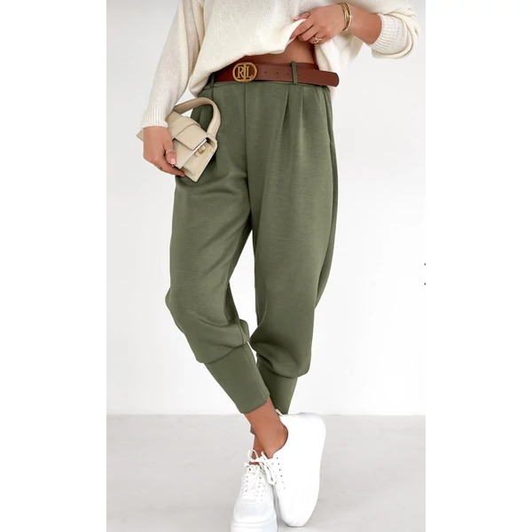 Extravagáns khakizöld nadrág