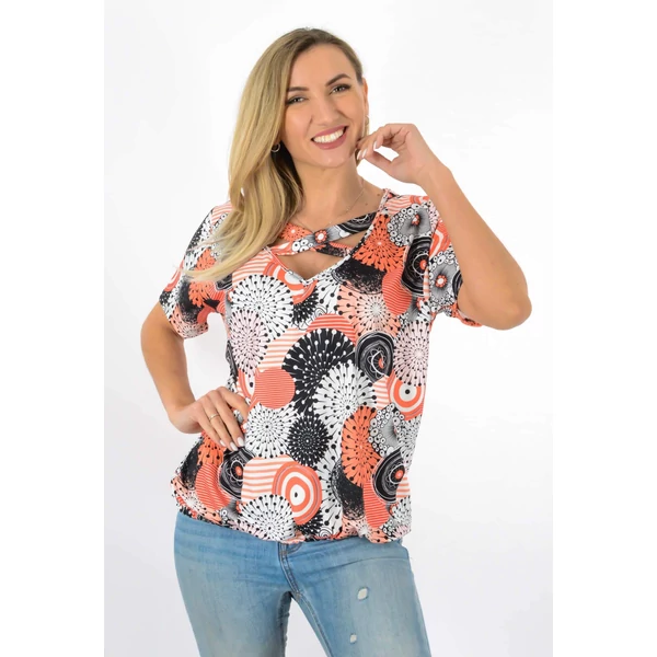 Keresztpántos, átlapolt ,gumis derekú mintás felső