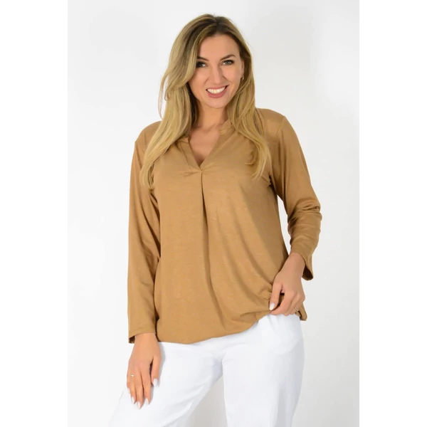 Ing nyakas alól gumis melír barna felső