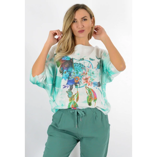 Finom  kötött,egyedi mintás bő fazonú felső