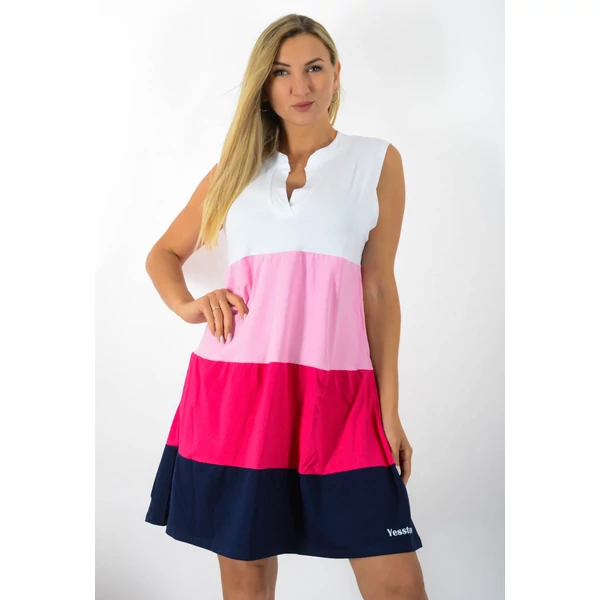 A vonalas(fehér-rózsaszín-pink-kék) 4 színű ruha