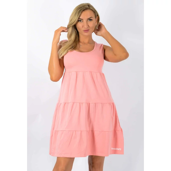 Kereknyakú  A vonalas ujjatlan púder ruha