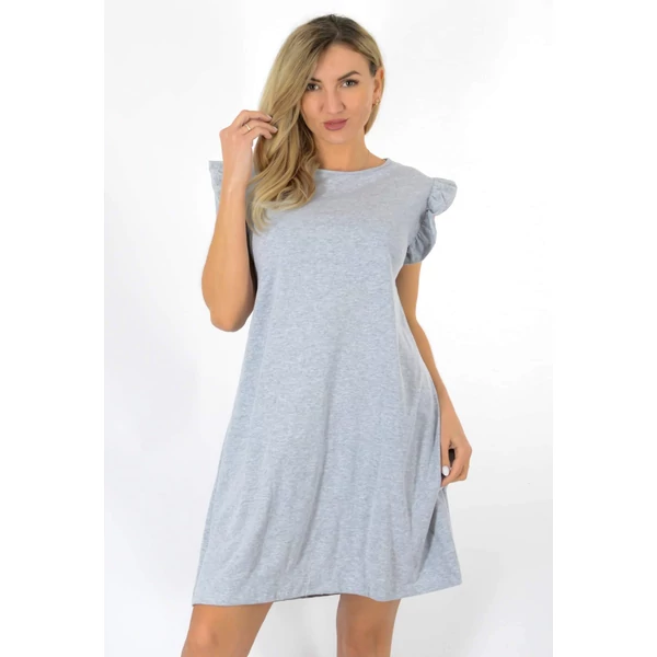 Fodros ujjú szürke  ruha