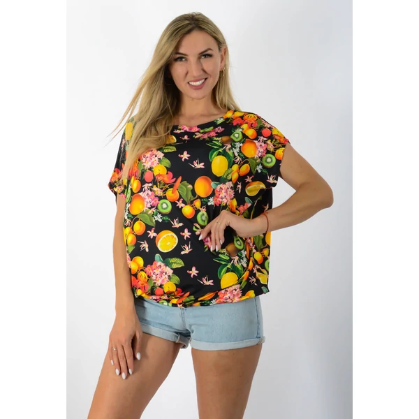 Félvállas rövid ujjú  mintás  felső