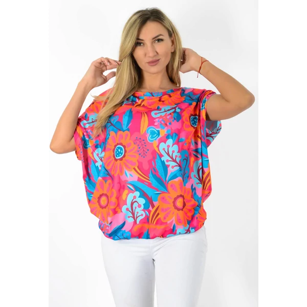 Félvállas rövid ujjú  mintás  felső