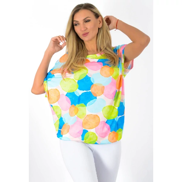 Félvállas rövid ujjú  mintás  felső