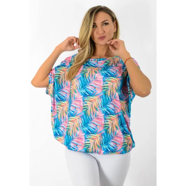 Félvállas rövid ujjú  mintás  felső