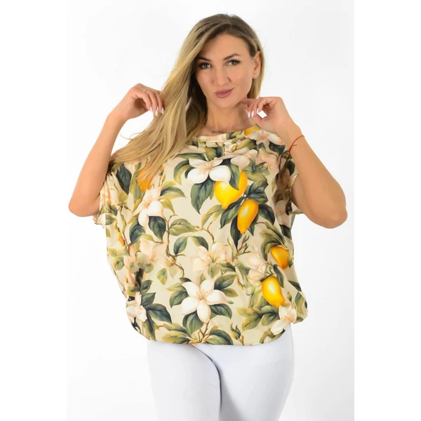 Félvállas rövid ujjú  mintás  felső