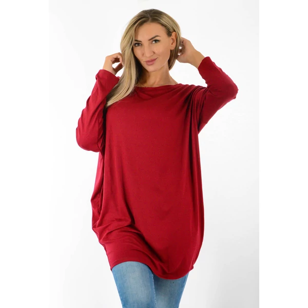 Félvállas bő fazonú  bordó tunika
