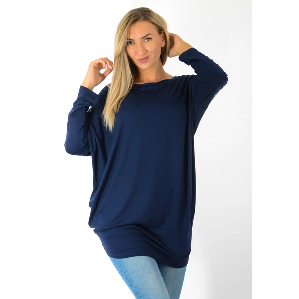 Félvállas bő fazonú sötétkék tunika