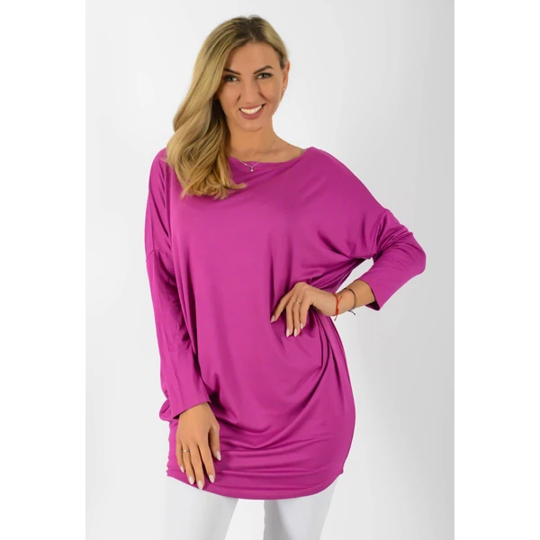 Félvállas bő fazonú magenta tunika