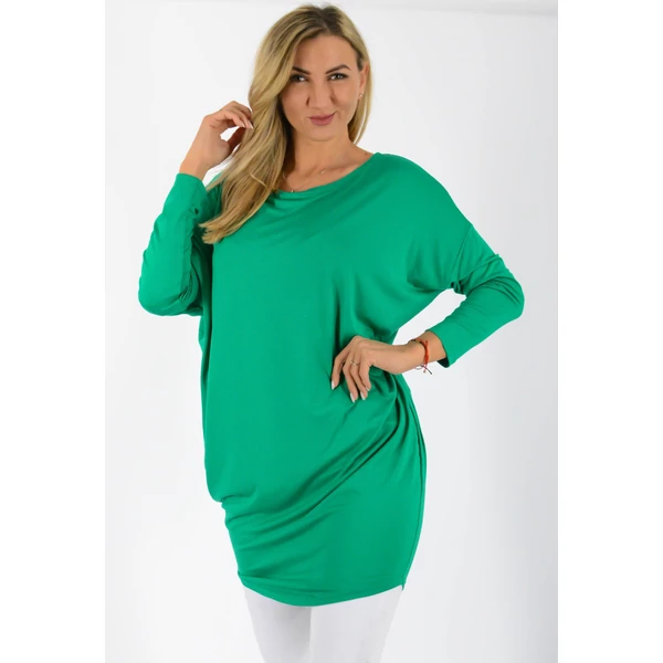 Félvállas bő fazonú  smaragdzöld tunika