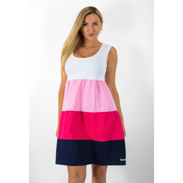 Atléta pántos(fehér-rózsaszín-pink-kék) 4 színű ruha