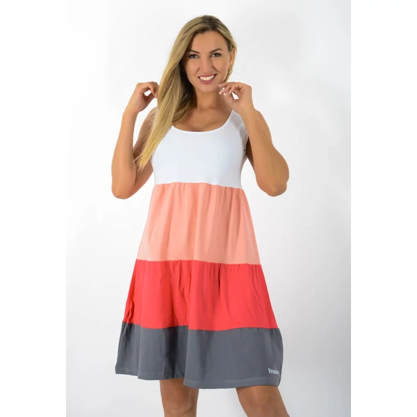 Atléta pántos (fehér--barack--korall-grafit) 4 színű ruha