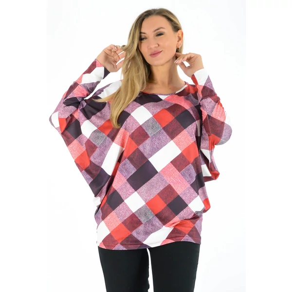 Denevér ujjú mintás  felső