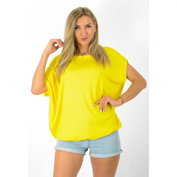 Félvállas gumis derekú sárga felső