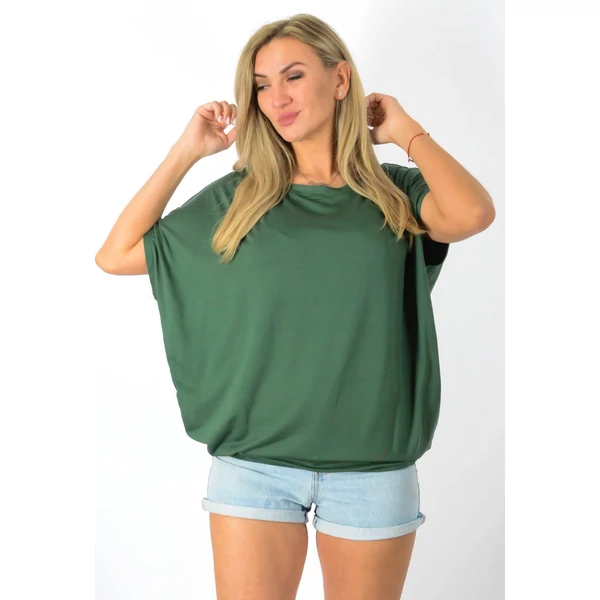 Félvállas gumis derekú  khaki felső